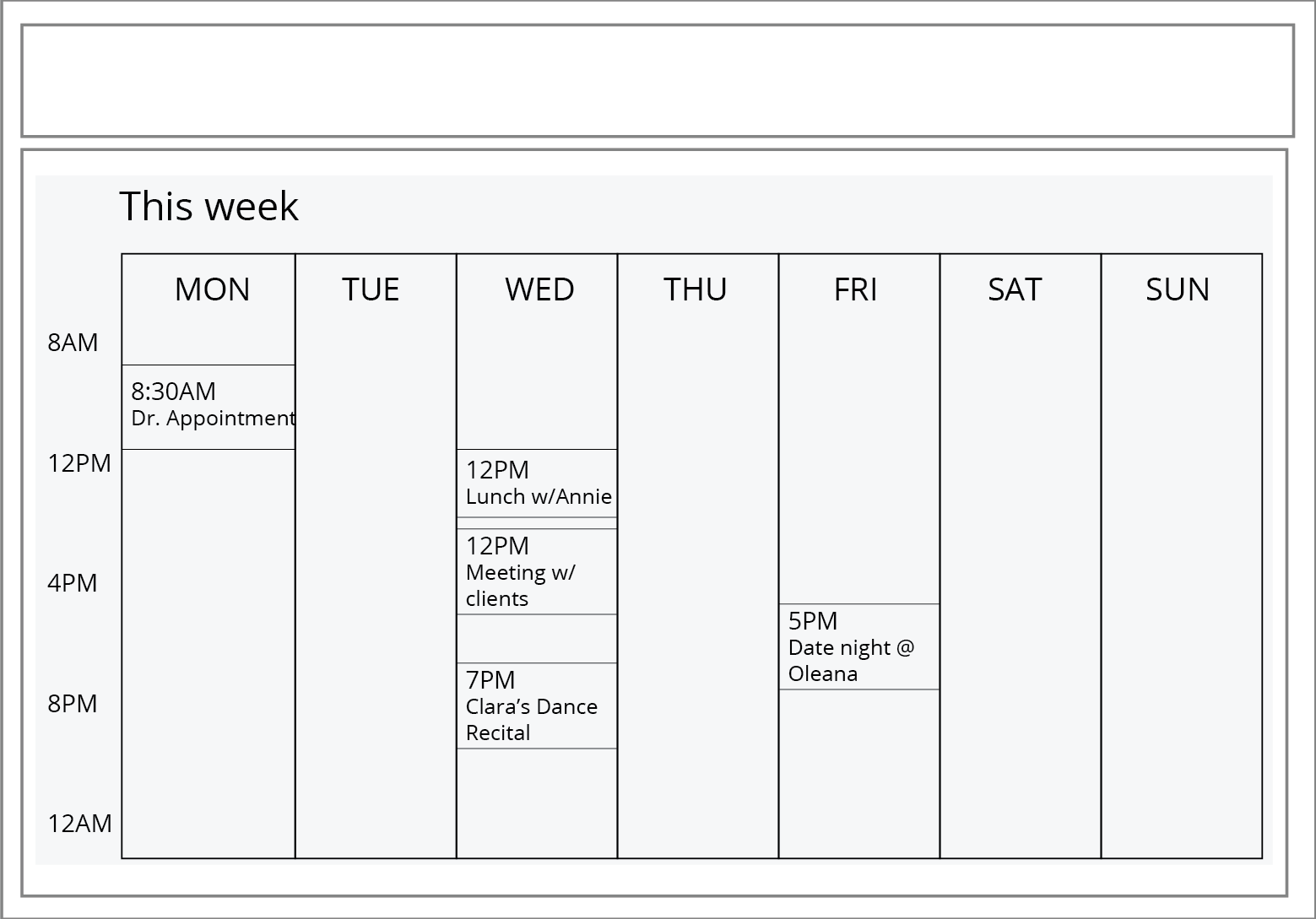 illustration of content component example in schedule page template.