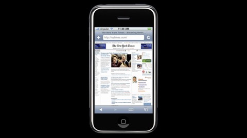 The first image of safari browser on an iPhone, with a zoomed out screenshot of the nytimes