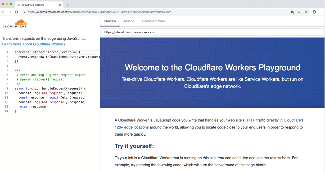 Cloudflare's Edge Workers Playground
