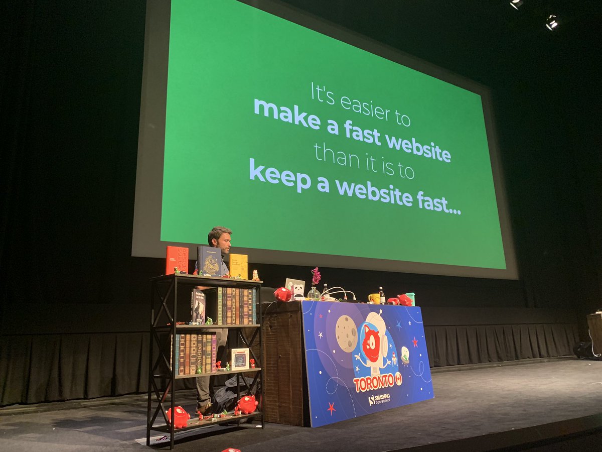 scott on stage at smashing conf toronto, 2019